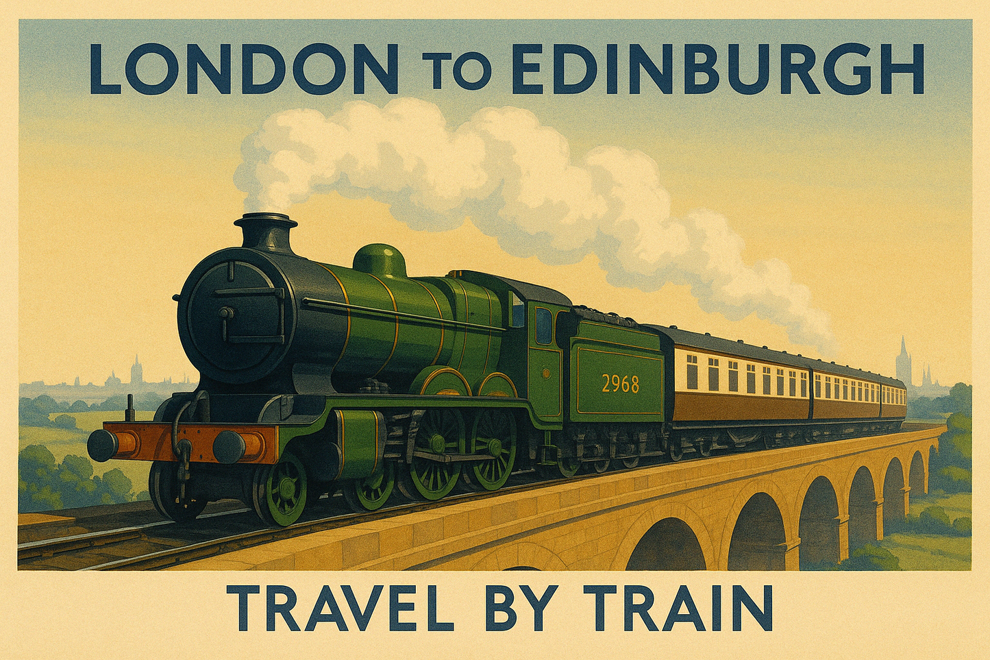 A3/A4 Poster Print - London to Edinburgh Steam Train - Landscape