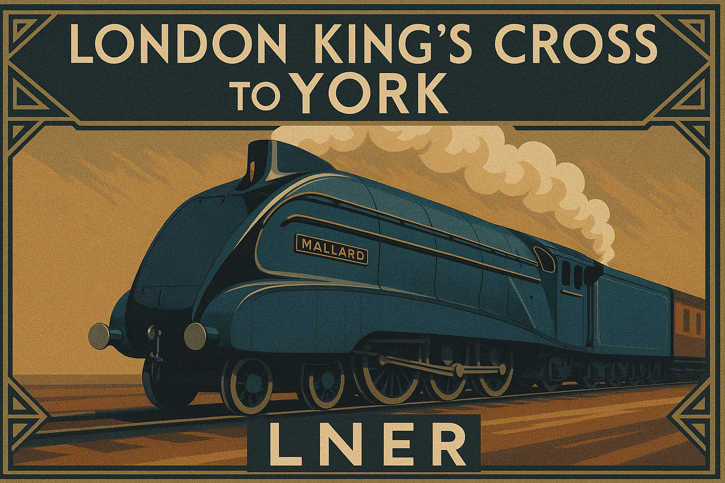 A3/A4 Poster Print - LNER London to York Mallard Train - Landscape