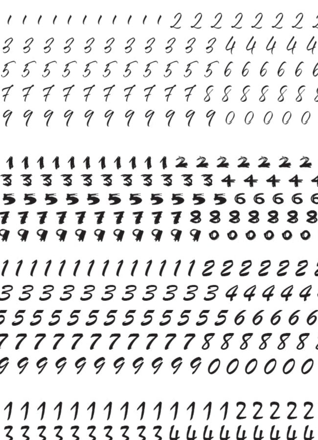 Handwritten Numbers - Medium - White - Decal Sheet 1