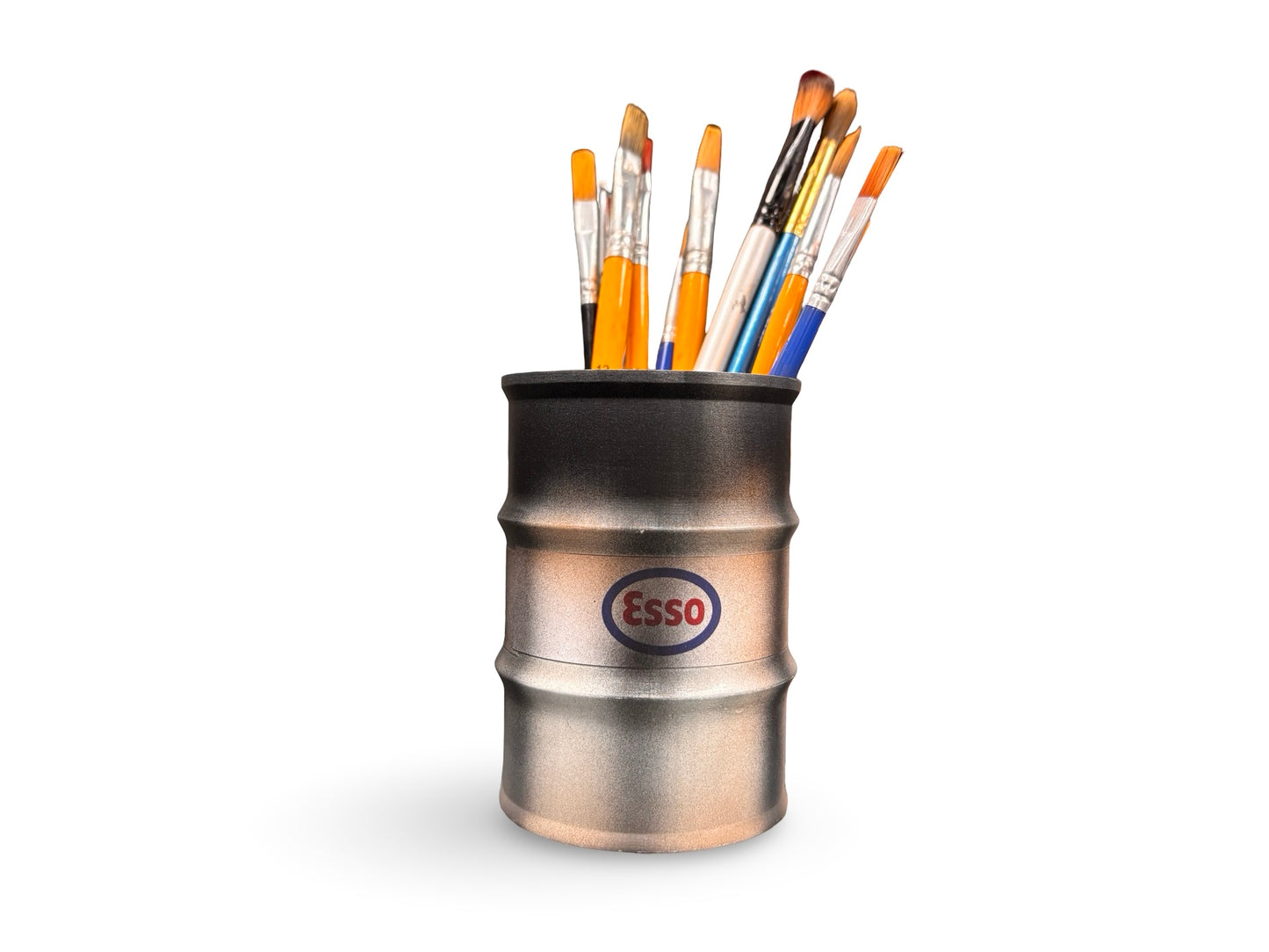 Paint Brush or Pen Pot - White Esso Oil Drum