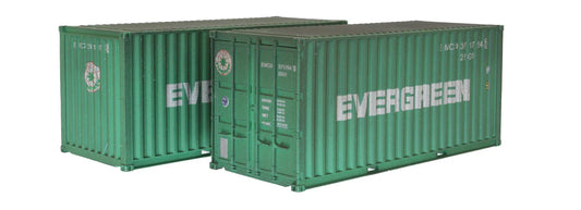 Dapol 4F-028-056 OO Gauge Container 20FT Evergreen EMCU Twin Pack with factory weathering