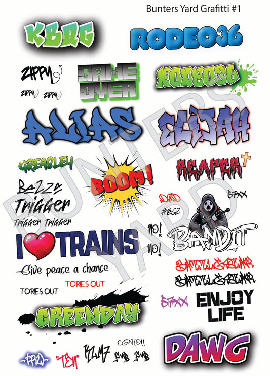 OO Gauge Waterslide Graffiti Themed Decals