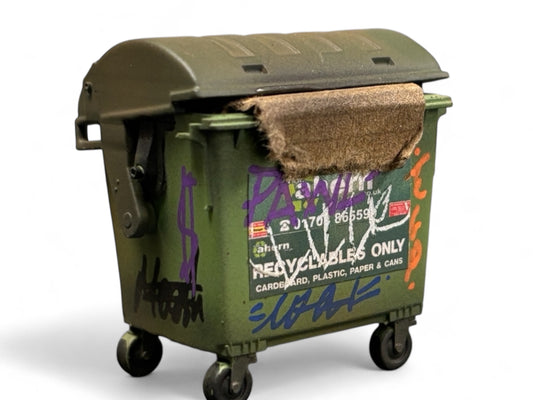'Ahern' Vandalised Green Commercial Bin - Custom - O gauge (1)