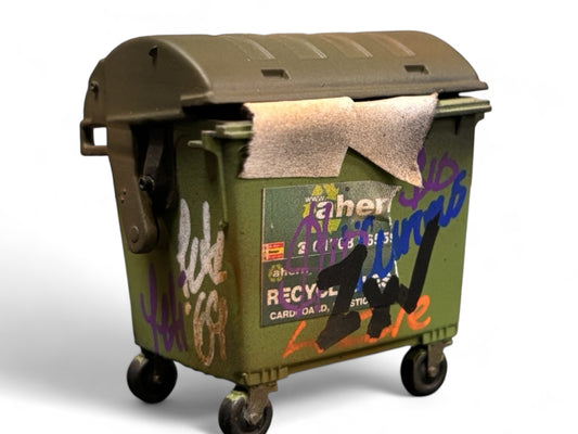 'Ahern' Vandalised Green Commercial Bin - Custom - O gauge (2)