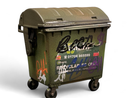 'Ahern' Vandalised Green Commercial Bin - Custom - O gauge (3)