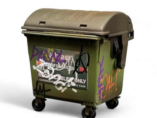 'Ahern' Vandalised Green Commercial Bin - Custom - O gauge (4)