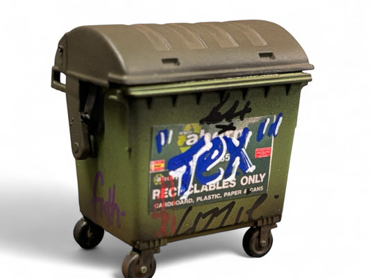'Ahern' Vandalised Green Commercial Bin - Custom - O gauge (5)