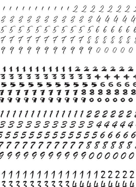 Handwritten Numbers - Medium - White - Decal Sheet 1