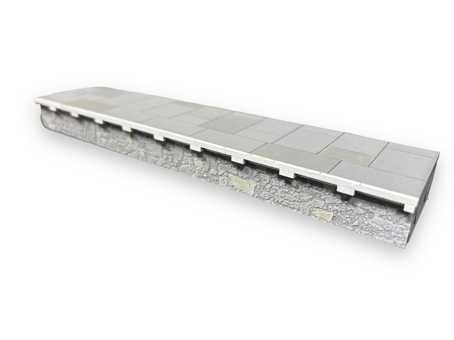 model railways platform with etched stone facing