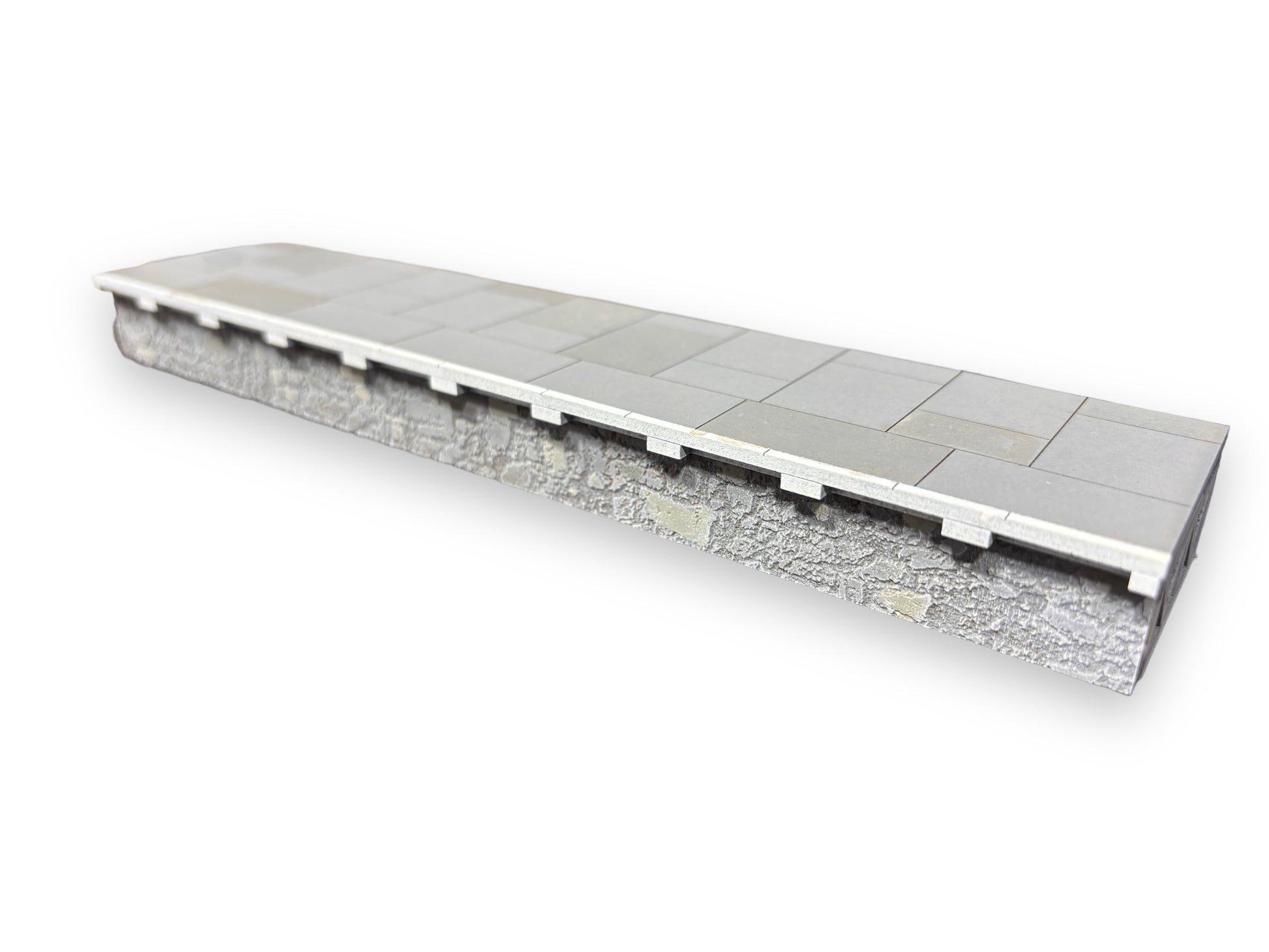 model railways platform with etched stone facing