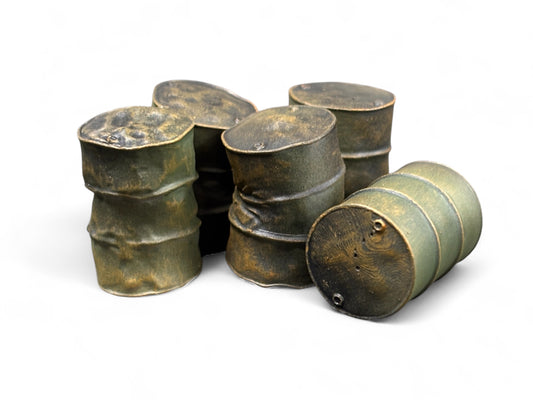 Dented Oil Drums - Weathered Army Green - OO Gauge