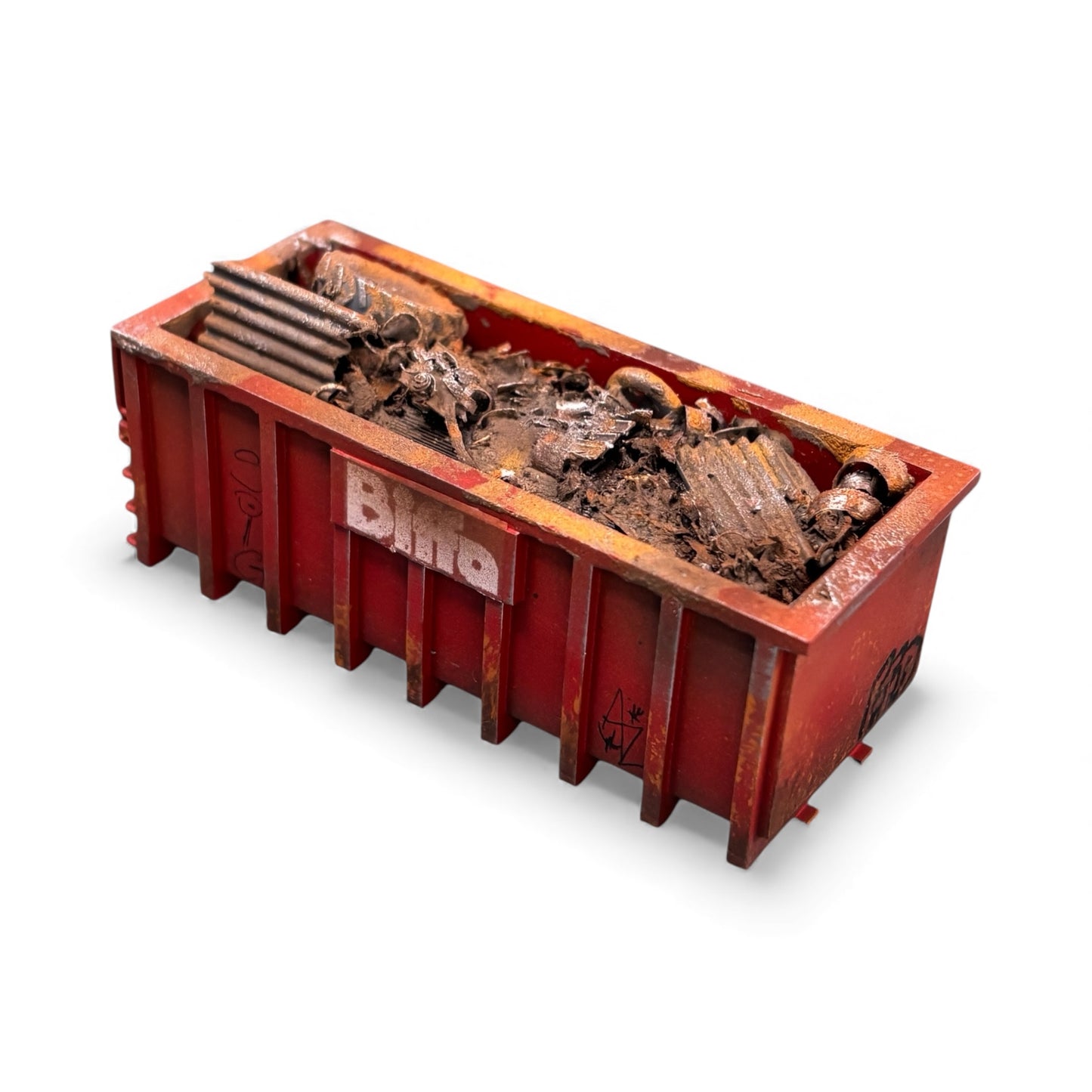 40yd Skip - Red Biffa - Filled - OO Gauge