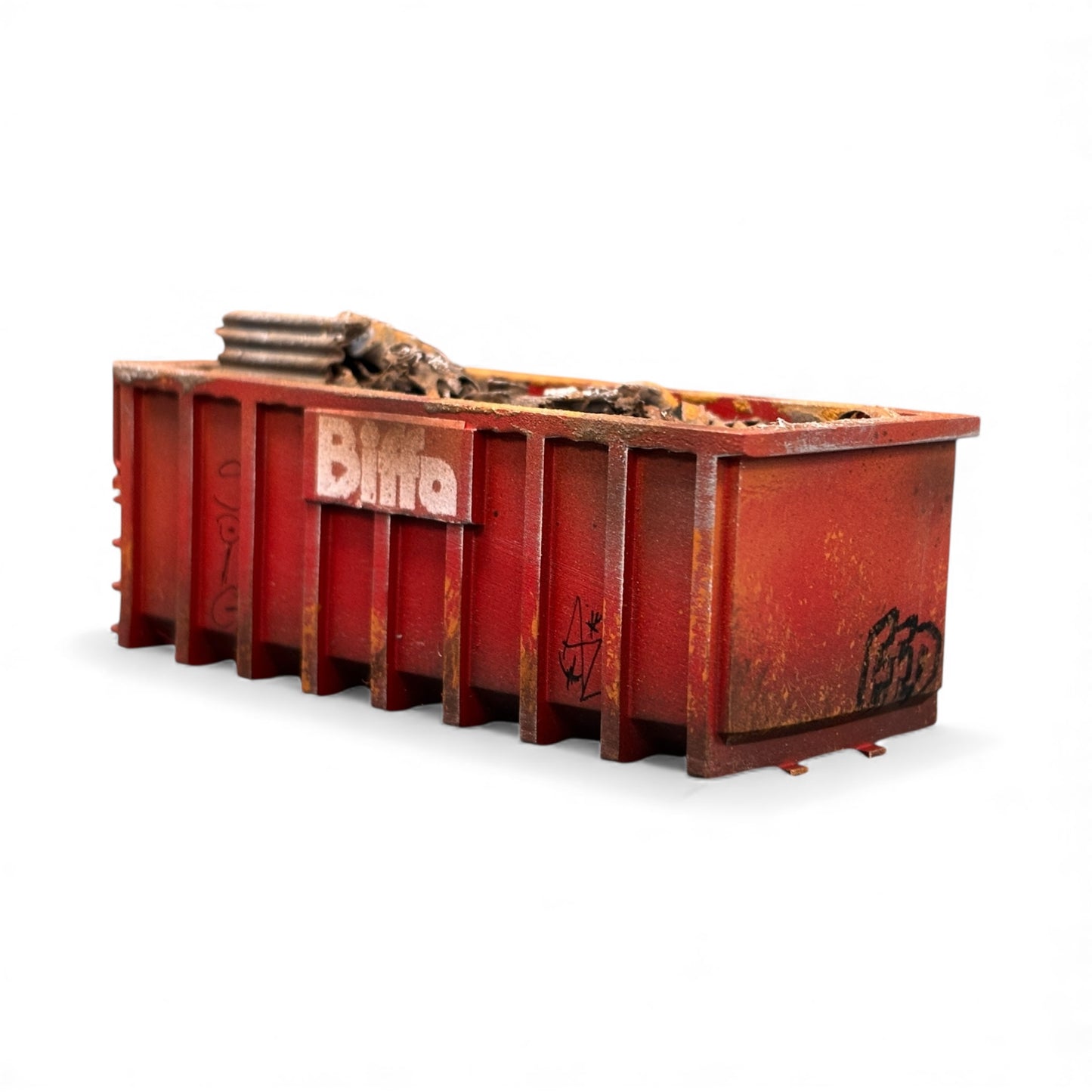 40yd Skip - Red Biffa - Filled - OO Gauge