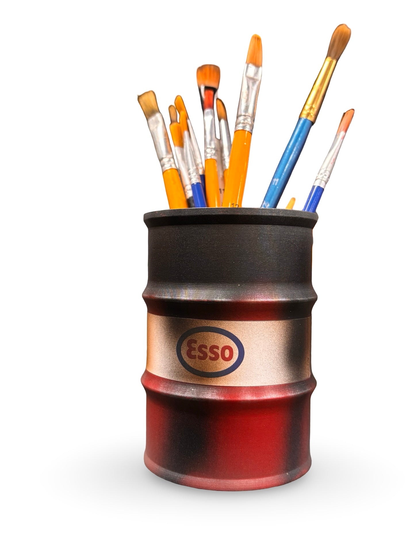 Paint Brush or Pen Pot - Red Esso Oil Drum