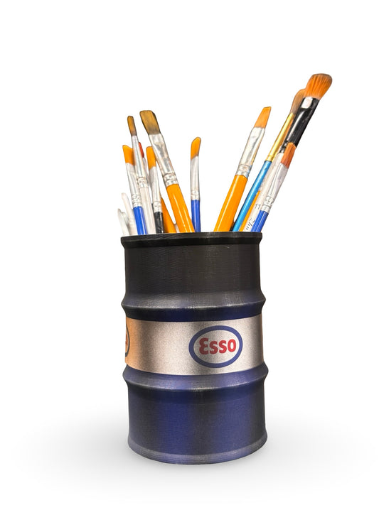 Paint Brush or Pen Pot - Blue Esso Oil Drum