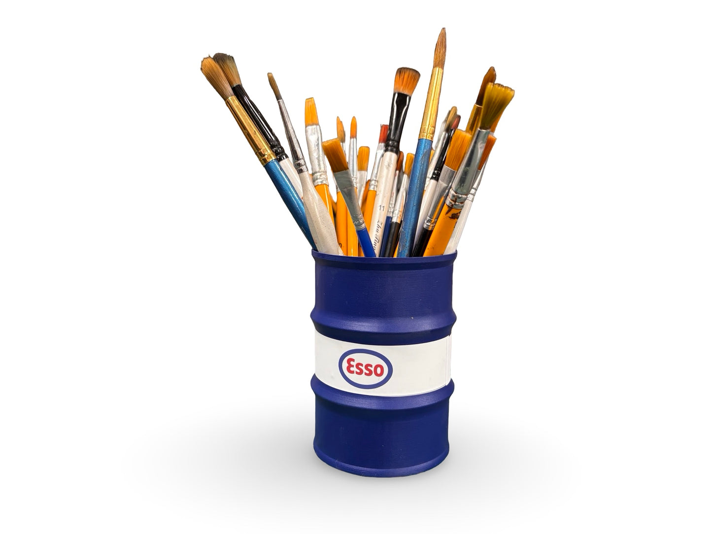 Paint Brush or Pen Pot - Blue Esso Oil Drum