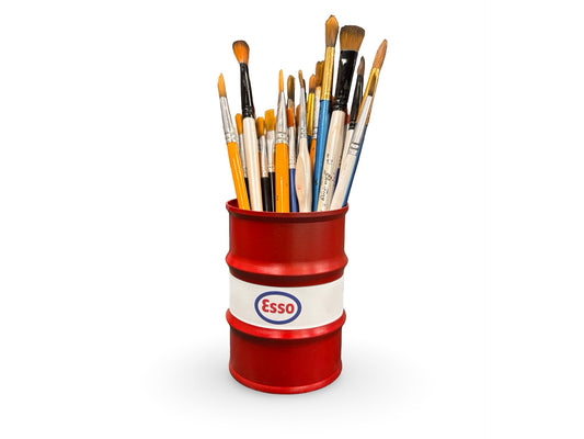Paint Brush or Pen Pot - Red Esso Oil Drum