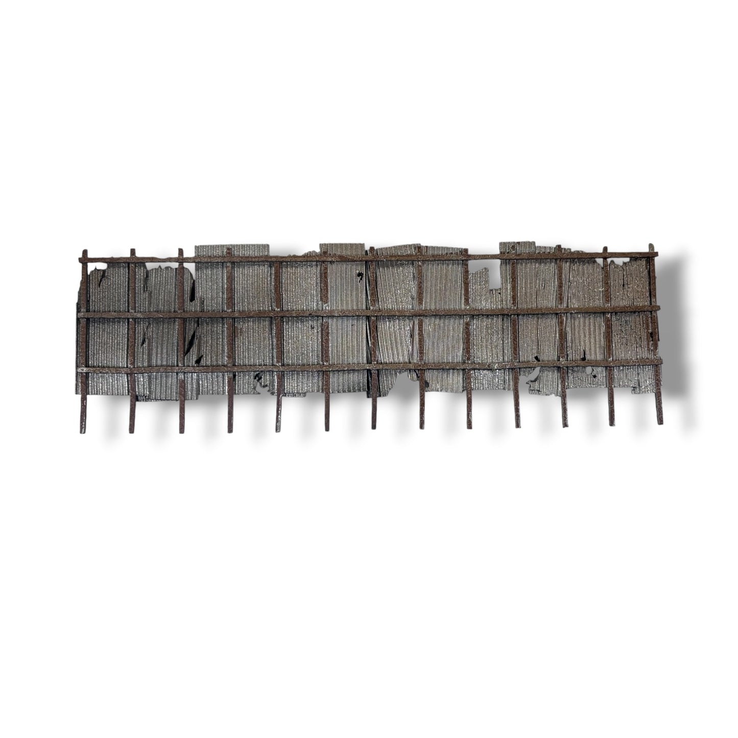 Vandalised Rusty Corrugated Fence - OO gauge