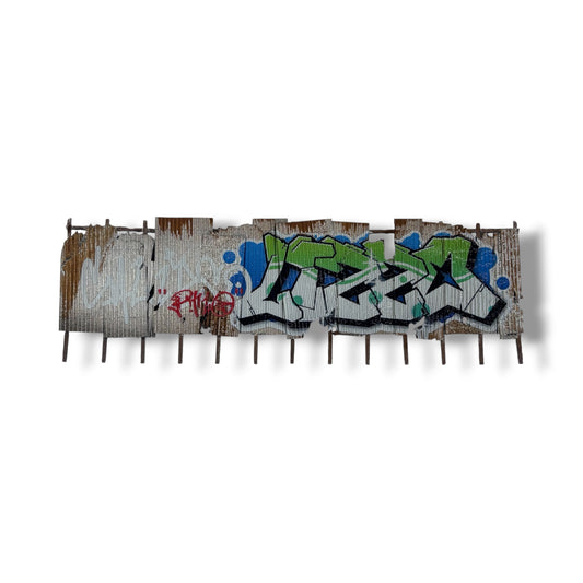Vandalised Rusty Corrugated Fence - OO gauge