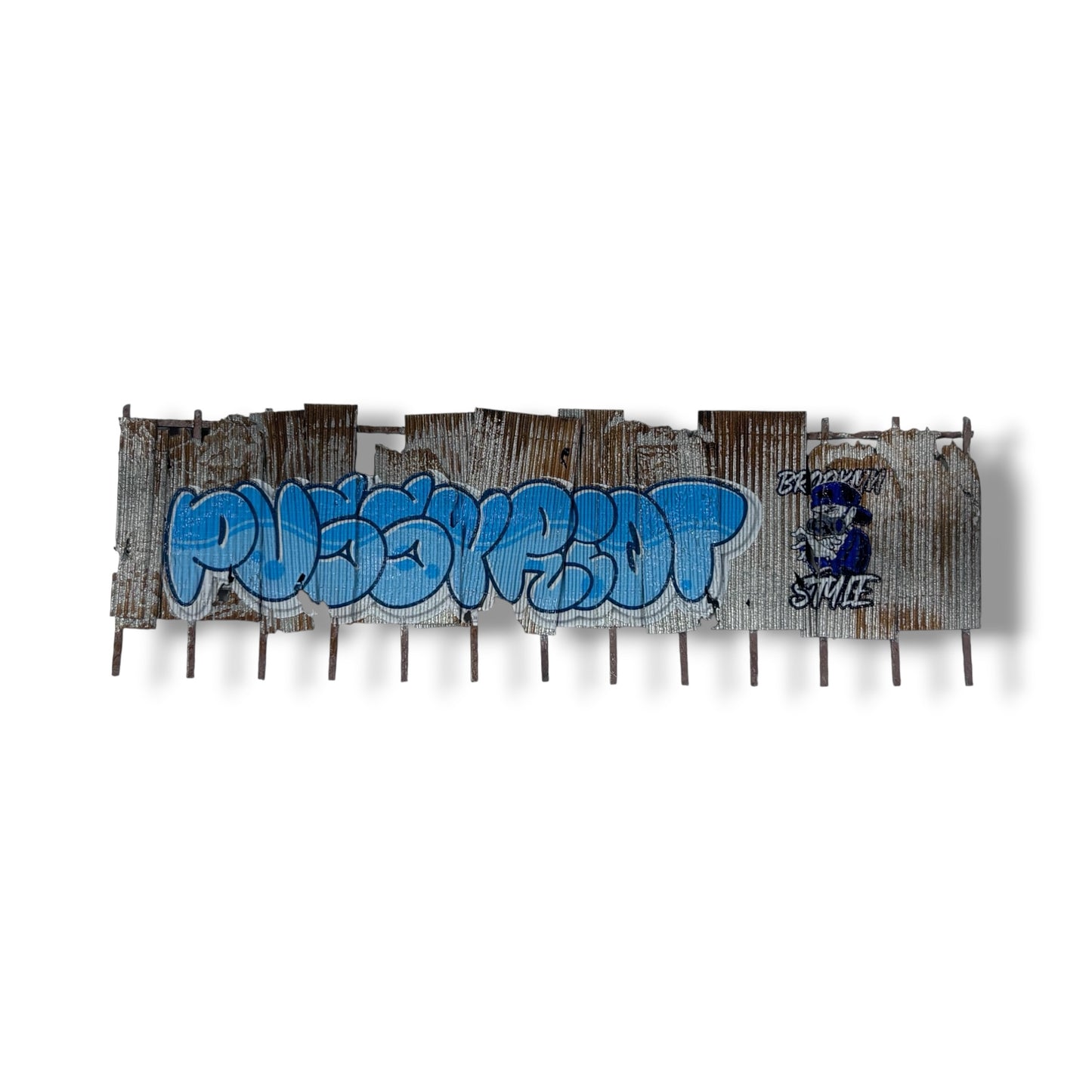 Vandalised Rusty Corrugated Fence - OO gauge