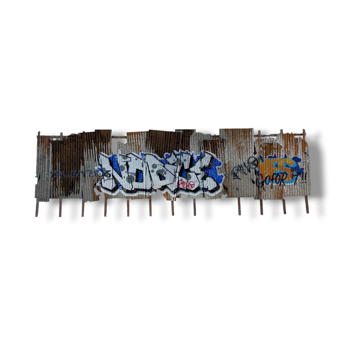 Vandalised Rusty Corrugated Fence - OO gauge