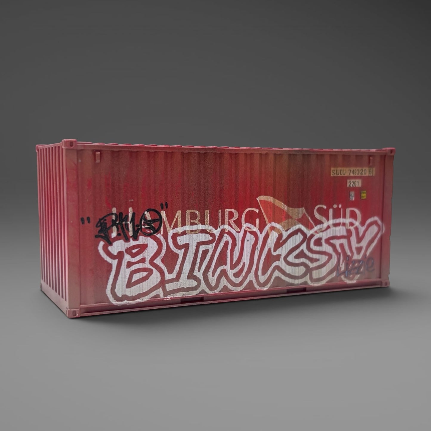HAMBURG SUD 20ft Shipping Container - OO Gauge - Vandalised