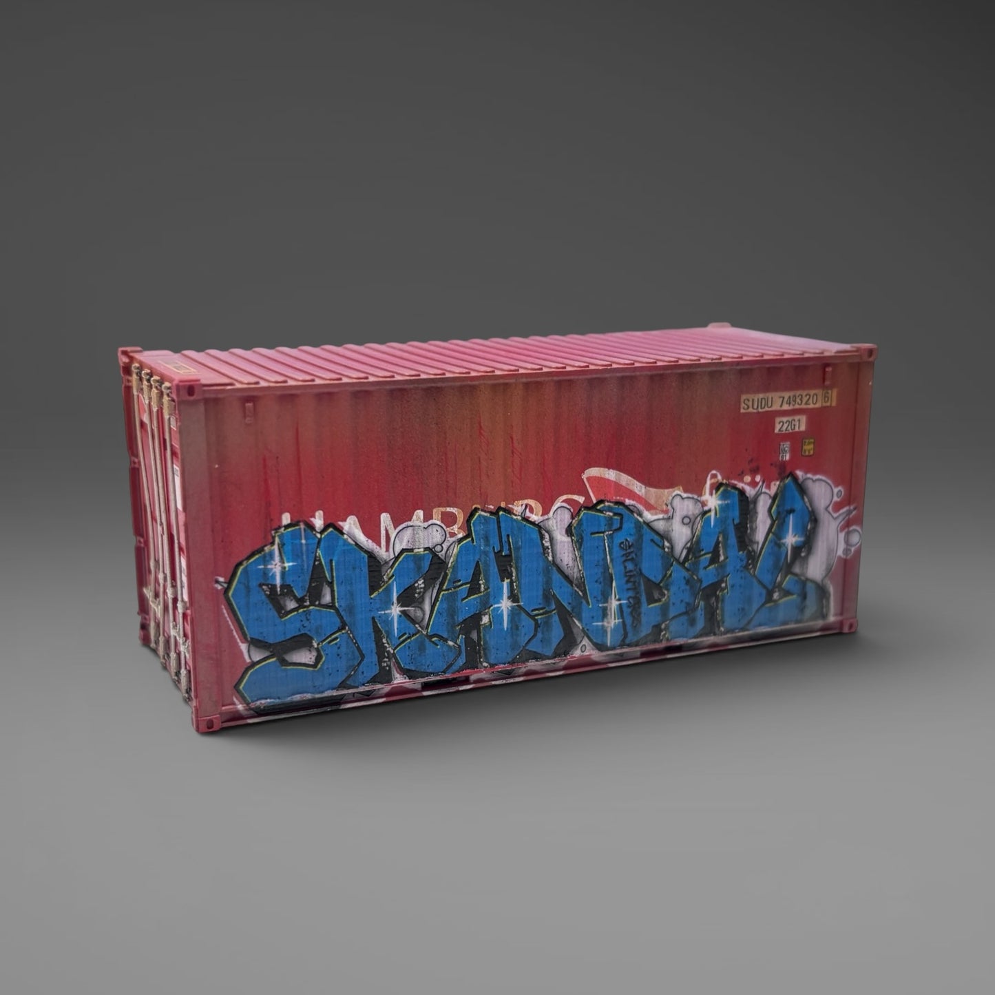 HAMBURG SUD 20ft Shipping Container - OO Gauge - Vandalised