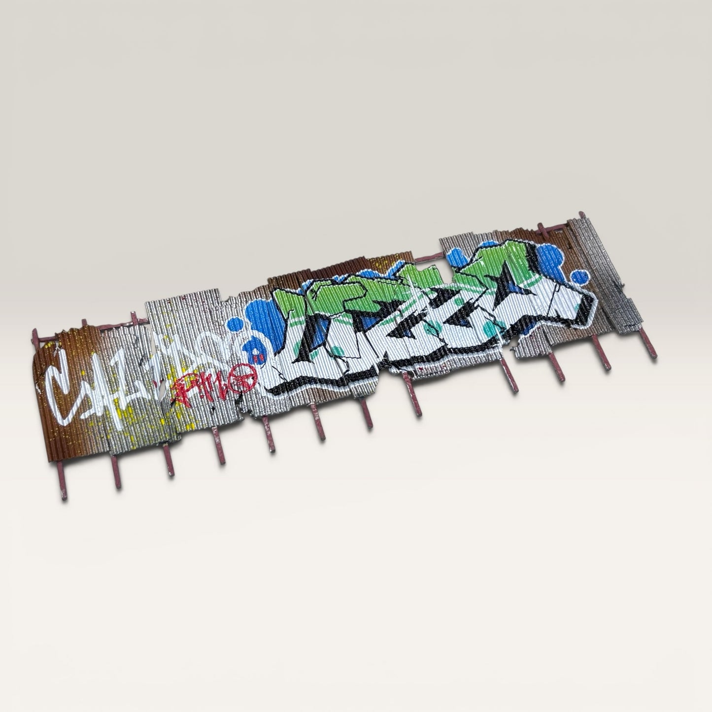 Vandalised Rusty Corrugated Fence - OO gauge