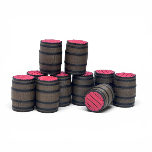 Wooden Barrel with Red Lid- Dark - OO Gauge