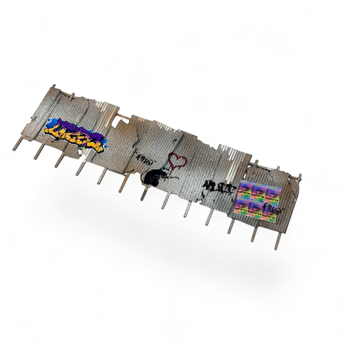 Vandalised Rusty Corrugated Fence - OO gauge
