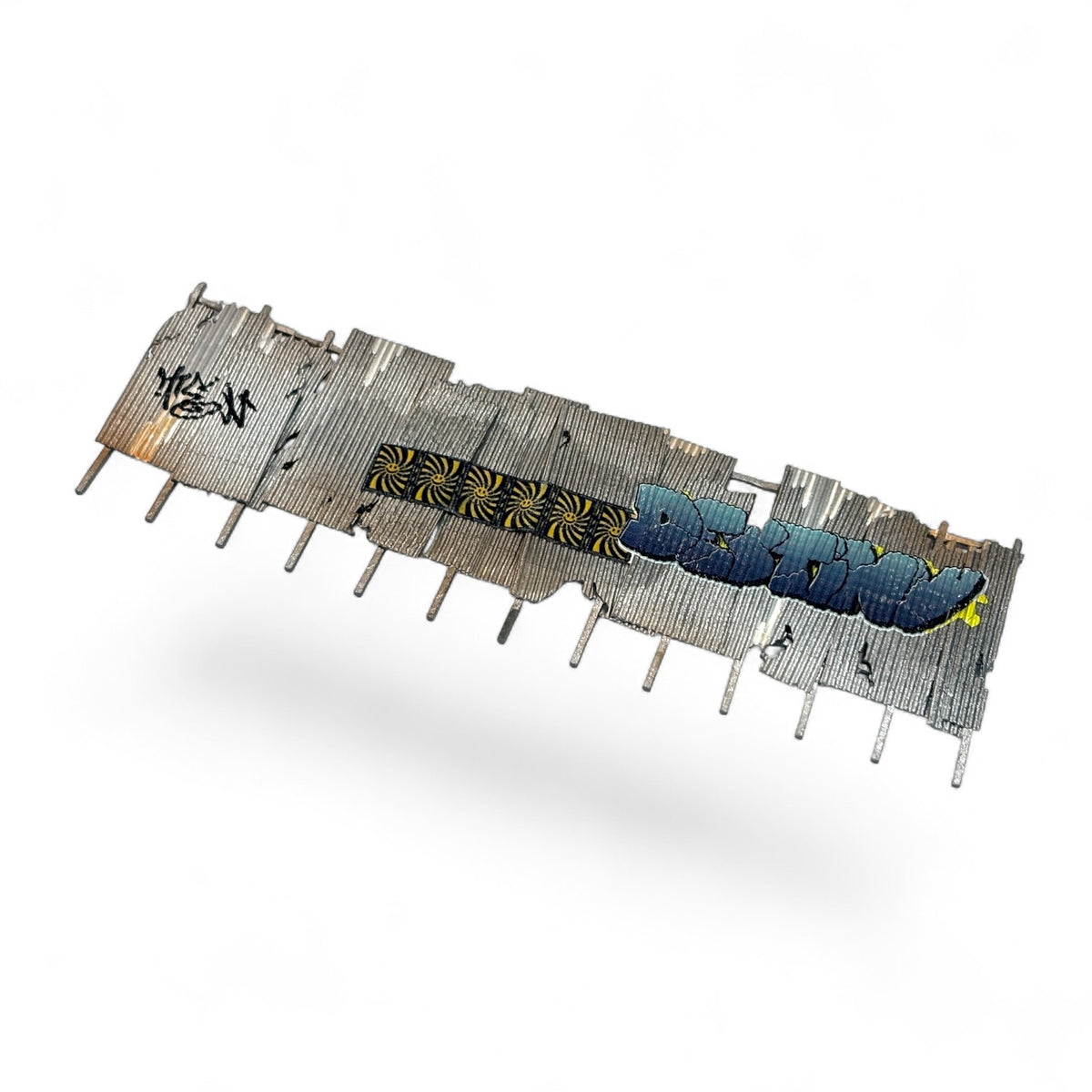 Vandalised Rusty Corrugated Fence - OO gauge