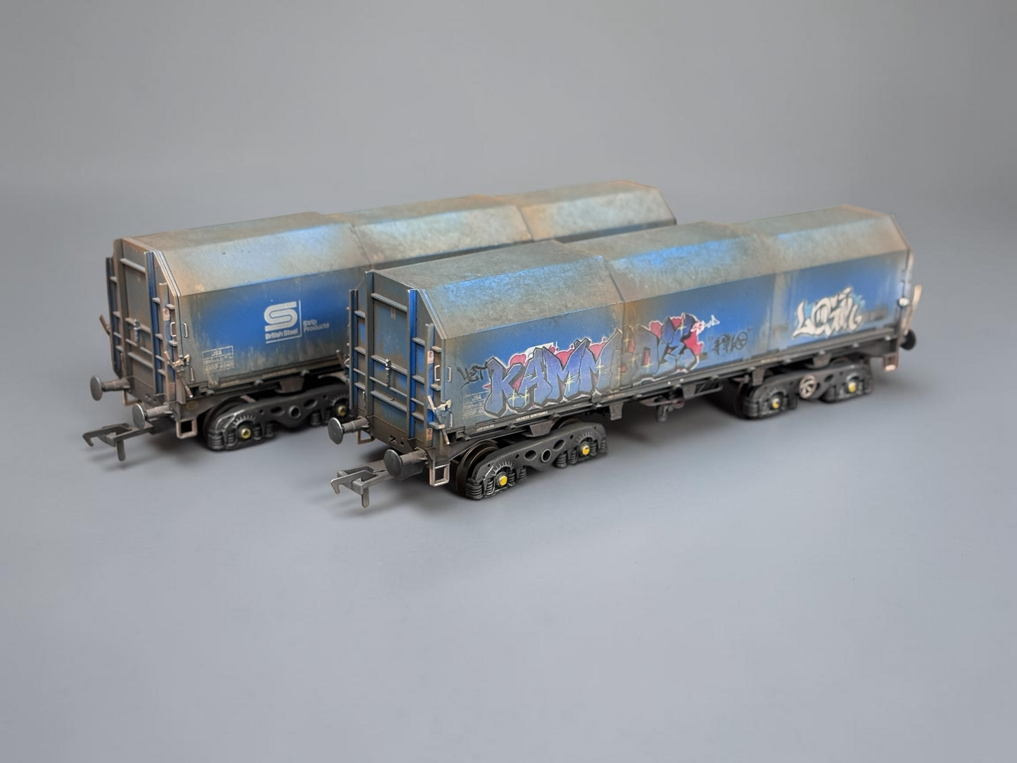 Accurascale JSA British Steel Coil Carriers - Vandalised and Weathered