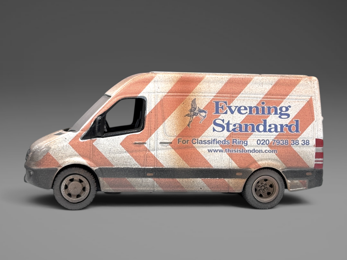 Oxford Diecast Mercedes Sprinter Van - Evening Standard - 1:76 Dirty Version