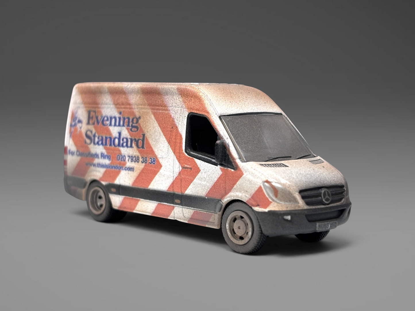 Oxford Diecast Mercedes Sprinter Van - Evening Standard - 1:76 Dirty Version
