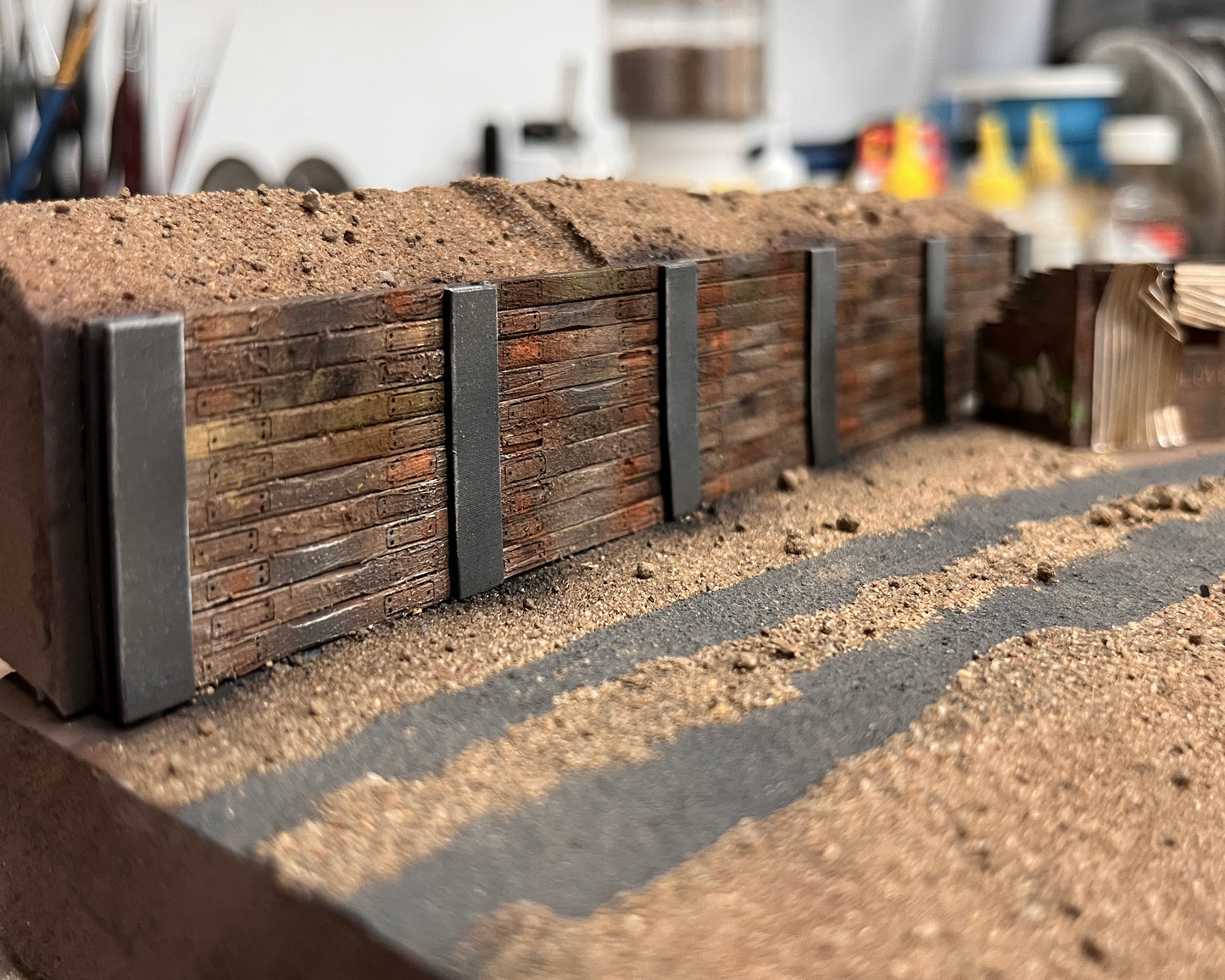 Railway Sleeper Retaining Wall - OO gauge