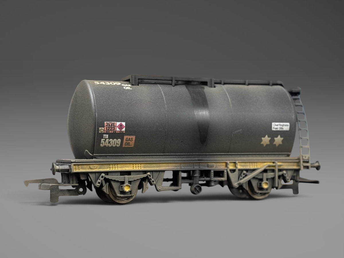 TTA Black Tank Wagon - Graffitied & Weathered - OO Gauge (E)