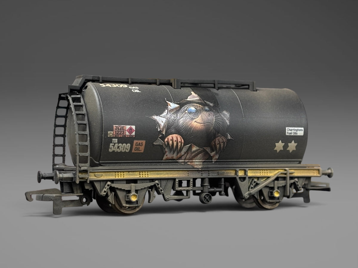 TTA Black Tank Wagon - Graffitied & Weathered - OO Gauge (E)