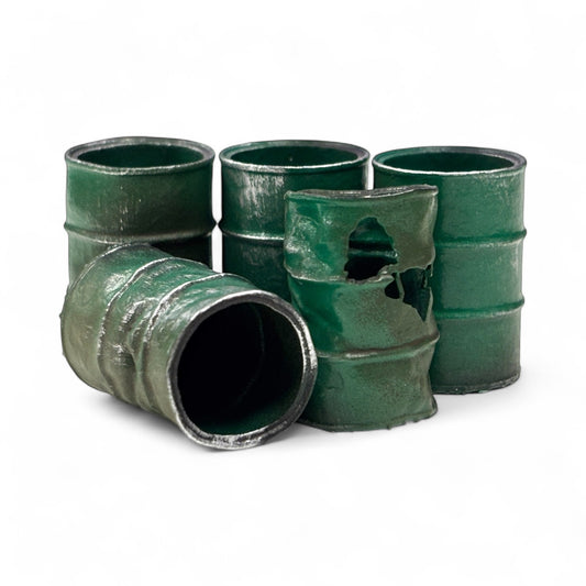 Open Dented Oil Drums - Weathered Green - O Gauge